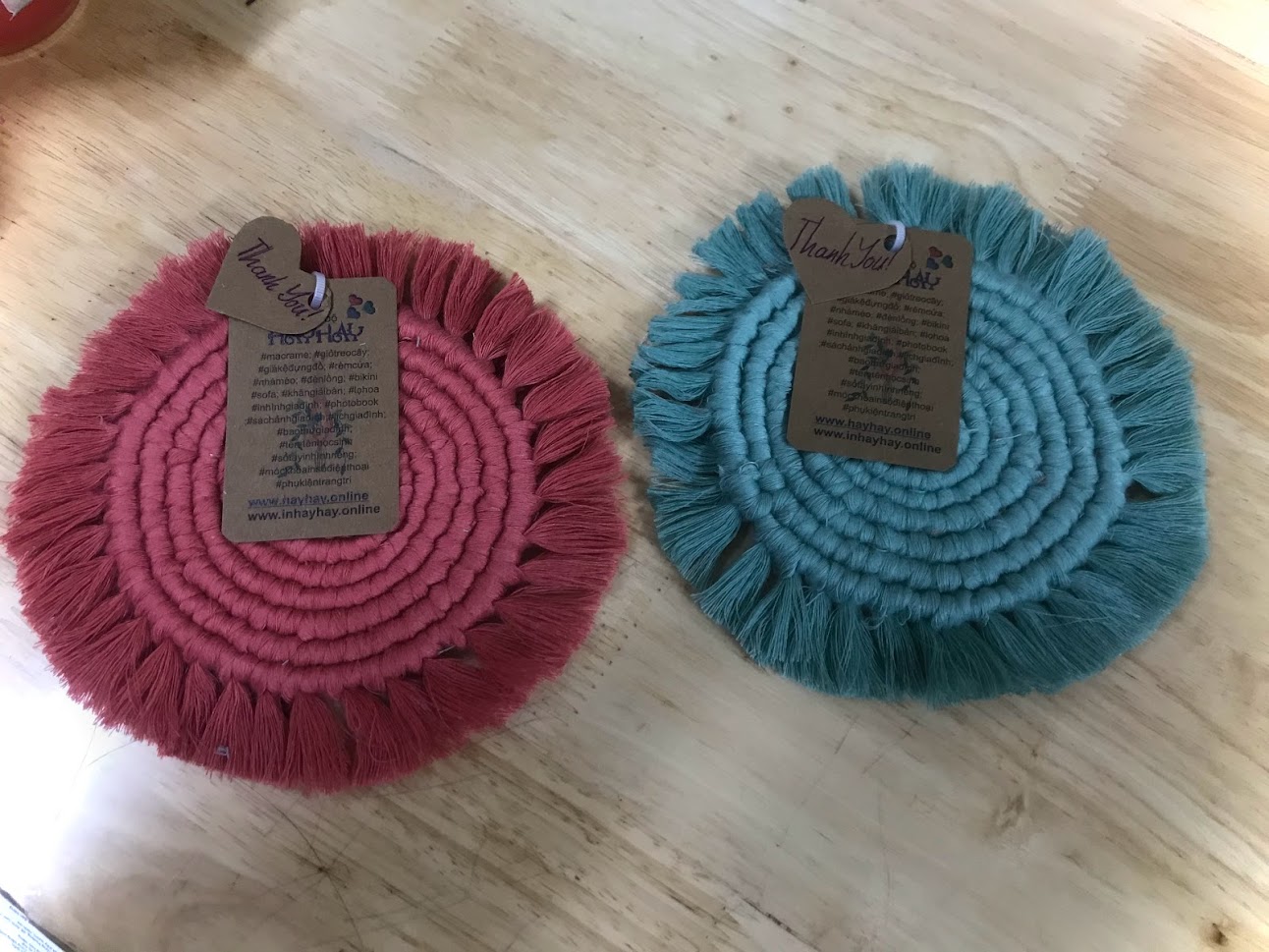 Lót cốc macrame
