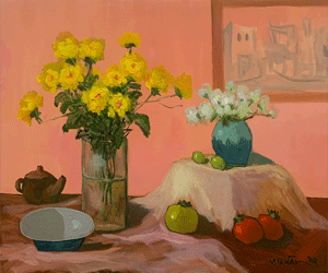 Tĩnh vật Hoa hồng vàng